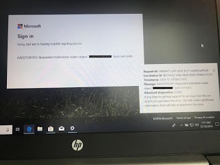 Screenshot of Microsoft error
